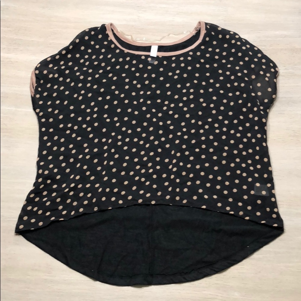 Crop top blouse with sheer front